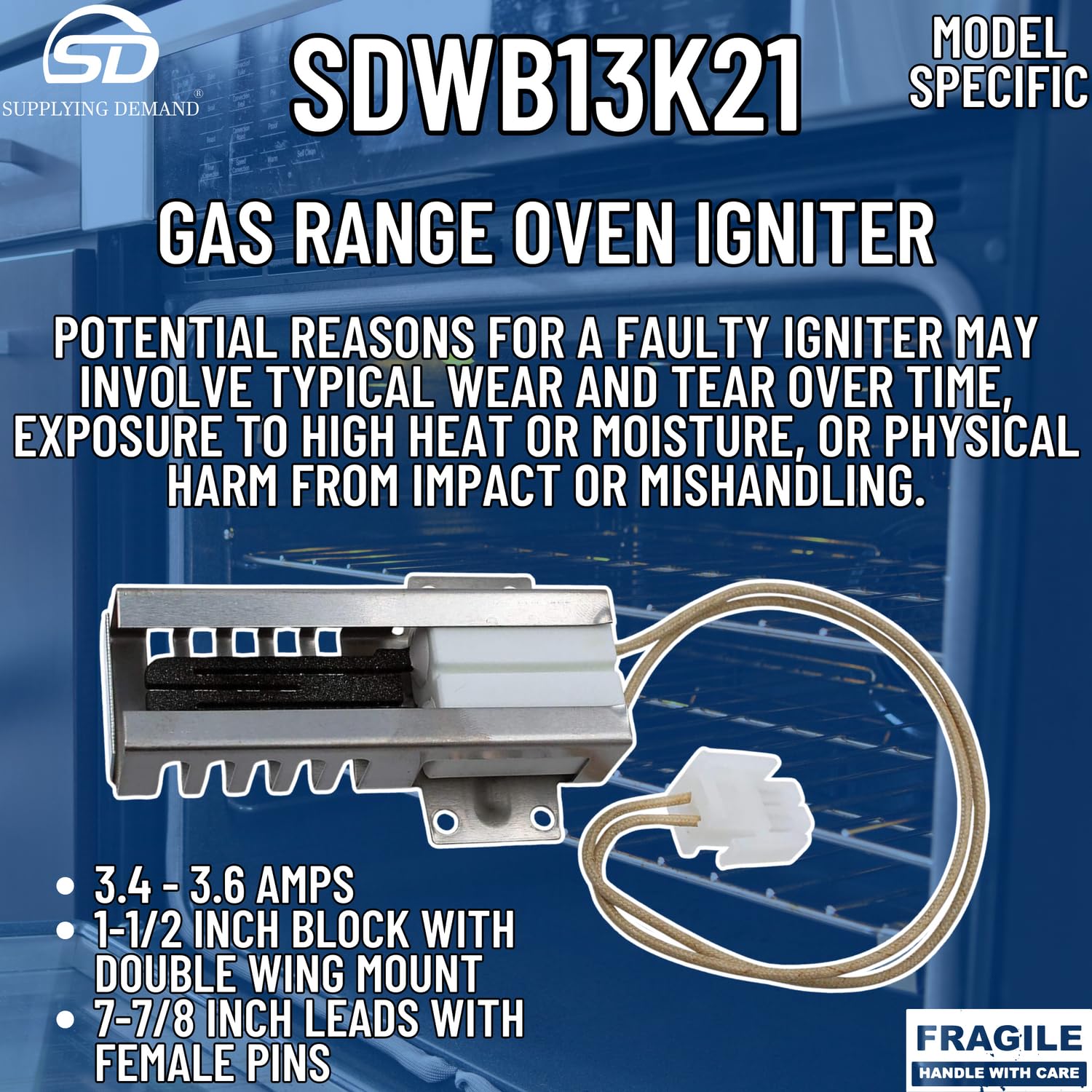Supplying Demand WB13K21 WB13K0012 Gas Range Oven Igniter Replacement - Image 6